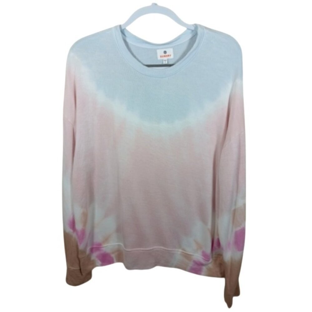 Sundry Sweatshirt Pink Tie Dye Oversized Long Sleeves Pullover Crew Neck
